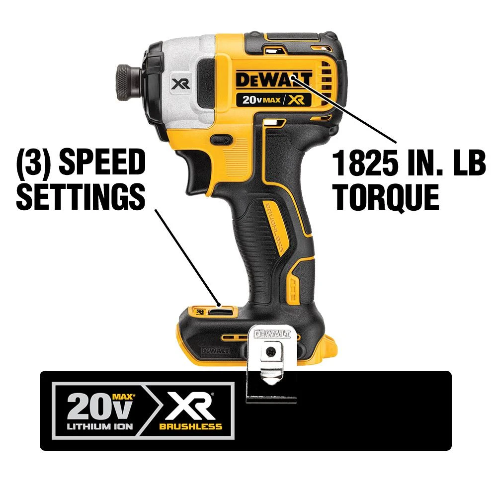 DEWALT 20-Volt MAX XR Cordless Brushless 3-Speed 1/4 In. Impact Driver (Tool-Only) 4 DEWALT 20-Volt MAX XR Cordless Brushless 3-Speed 1/4 In. Impact Driver (Tool-Only) - Image 2