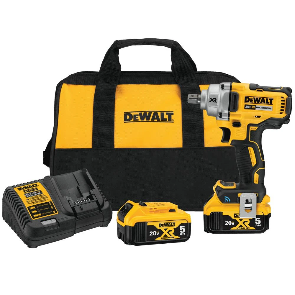 DEWALT 20-Volt MAX XR Cordless Brushless 1/2 In. Mid-Range Impact Wrench Detent Pin, Tool Connect & (2) 20-Volt 5.0Ah Batteries 3 DEWALT 20-Volt MAX XR Cordless Brushless 1/2 In. Mid-Range Impact Wrench Detent Pin, Tool Connect & (2) 20-Volt 5.0Ah Batteries