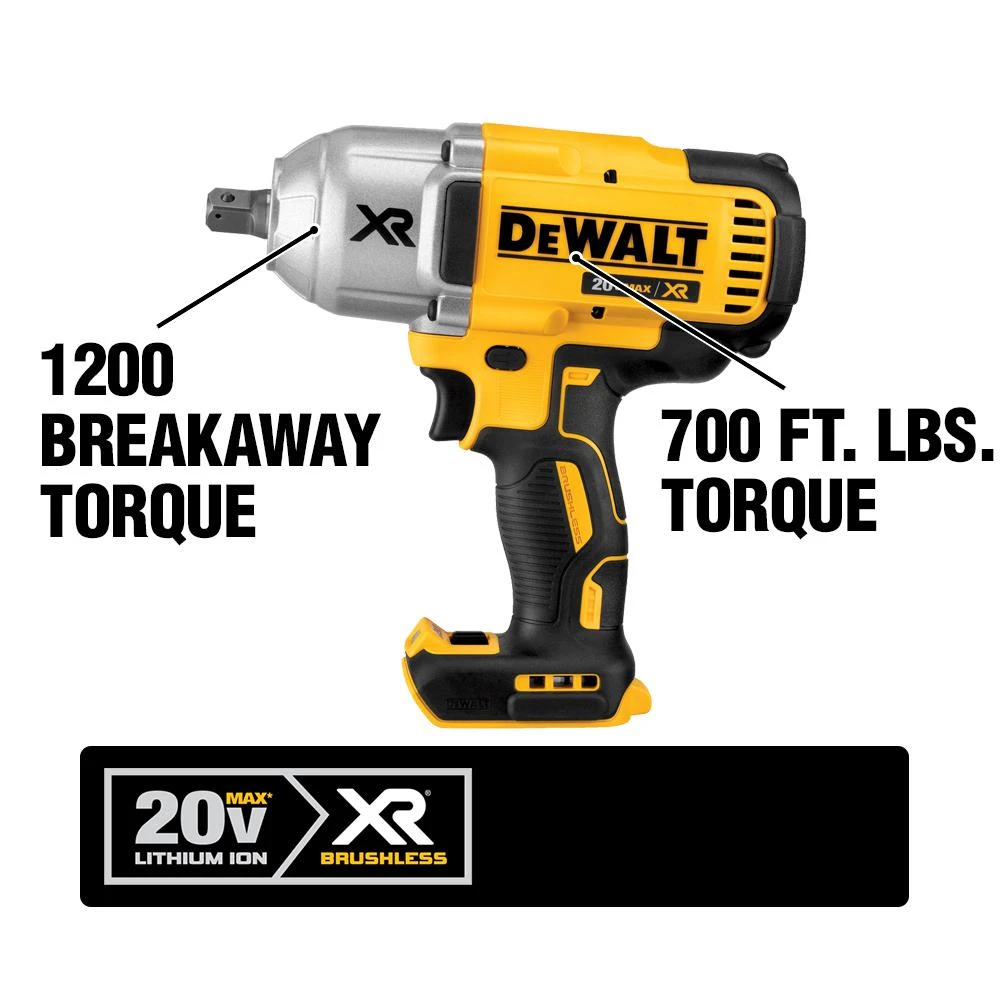DEWALT 20-Volt MAX XR Cordless Brushless 1/2 In. High Torque Impact Wrench With Detent Pin Anvil, (1) 20-Volt 4.0Ah Battery 5 DEWALT 20-Volt MAX XR Cordless Brushless 1/2 In. High Torque Impact Wrench With Detent Pin Anvil, (1) 20-Volt 4.0Ah Battery - Image 3