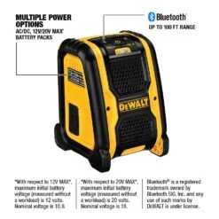 DEWALT 20-Volt/12-Volt Max Bluetooth Speaker -Tool Discount Store dewalt jobsite audio dcr006 40 1000