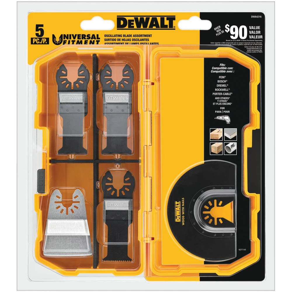 DEWALT Oscillating Blade Set (5-Piece) With Bonus Oscillating Fast Cut Carbide Grout Removal Blade 4 DEWALT Oscillating Blade Set (5-Piece) With Bonus Oscillating Fast Cut Carbide Grout Removal Blade - Image 2