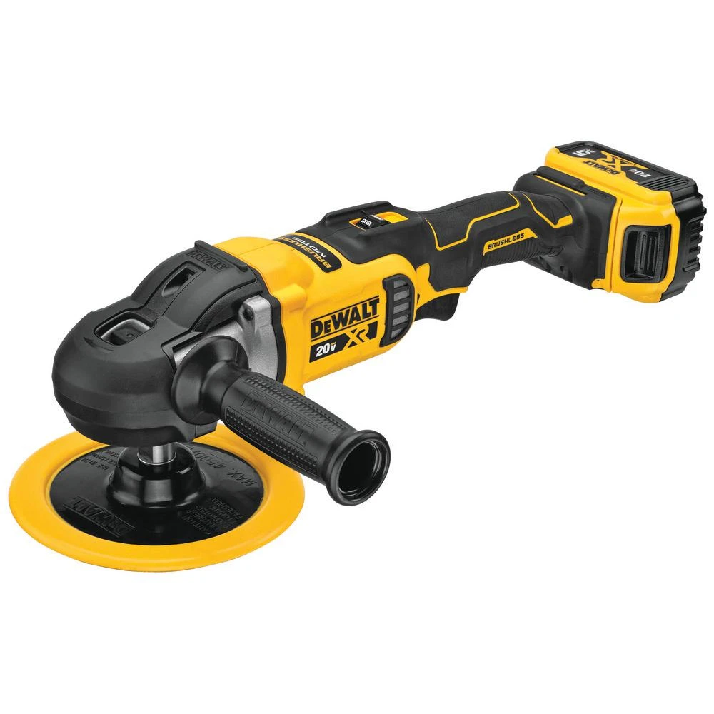 DEWALT 20-Volt MAX XR Cordless Brushless 7 In. Variable Speed Rotary Polisher With (2) 20-Volt 5.0Ah Batteries & Charger 6 DEWALT 20-Volt MAX XR Cordless Brushless 7 In. Variable Speed Rotary Polisher With (2) 20-Volt 5.0Ah Batteries & Charger - Image 4