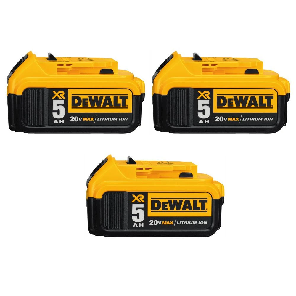 DEWALT 20-Volt MAX XR Premium Lithium-Ion 5.0Ah Battery Pack (3-Pack) 3 DEWALT 20-Volt MAX XR Premium Lithium-Ion 5.0Ah Battery Pack (3-Pack)