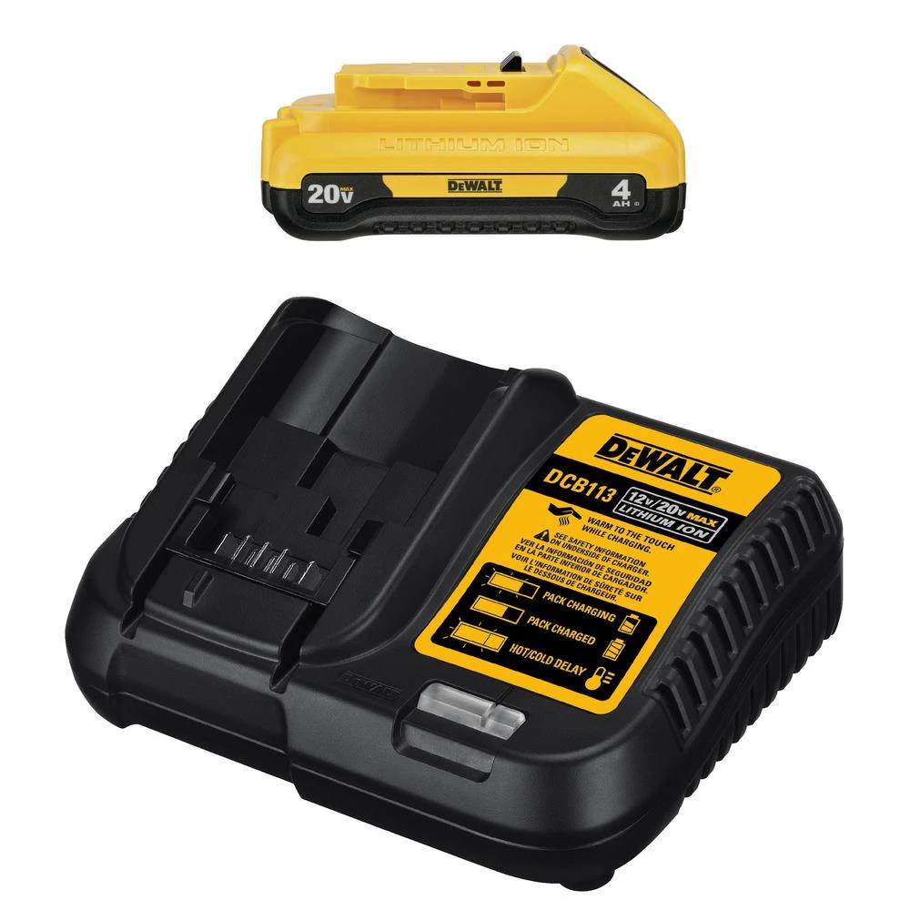 DEWALT 20-Volt MAX Compact Lithium-Ion 4.0Ah Battery Pack With 12-Volt To 20-Volt MAX Charger 3 DEWALT 20-Volt MAX Compact Lithium-Ion 4.0Ah Battery Pack With 12-Volt To 20-Volt MAX Charger