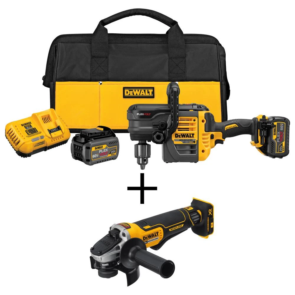 DEWALT FLEXVOLT 60-Volt MAX Cordless Brushless 1/2 In. Stud & Joist Drill, (2) FLEXVOLT 6.0Ah Batteries & Angle Grinder 3 DEWALT FLEXVOLT 60-Volt MAX Cordless Brushless 1/2 In. Stud & Joist Drill, (2) FLEXVOLT 6.0Ah Batteries & Angle Grinder