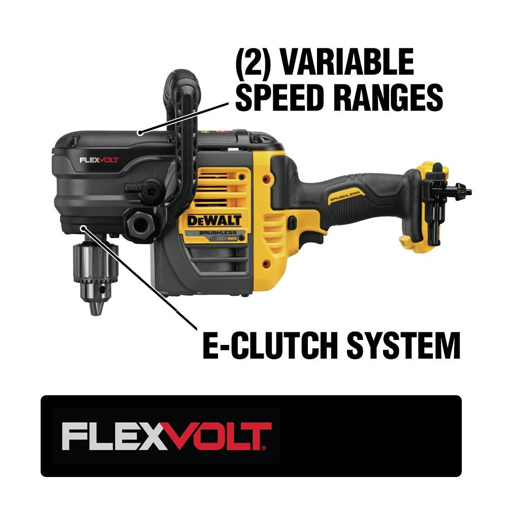 DEWALT FLEXVOLT 60-Volt MAX Cordless Brushless 1/2 In. Stud & Joist Drill, (2) FLEXVOLT 6.0Ah Batteries & Angle Grinder 4 DEWALT FLEXVOLT 60-Volt MAX Cordless Brushless 1/2 In. Stud & Joist Drill, (2) FLEXVOLT 6.0Ah Batteries & Angle Grinder - Image 2