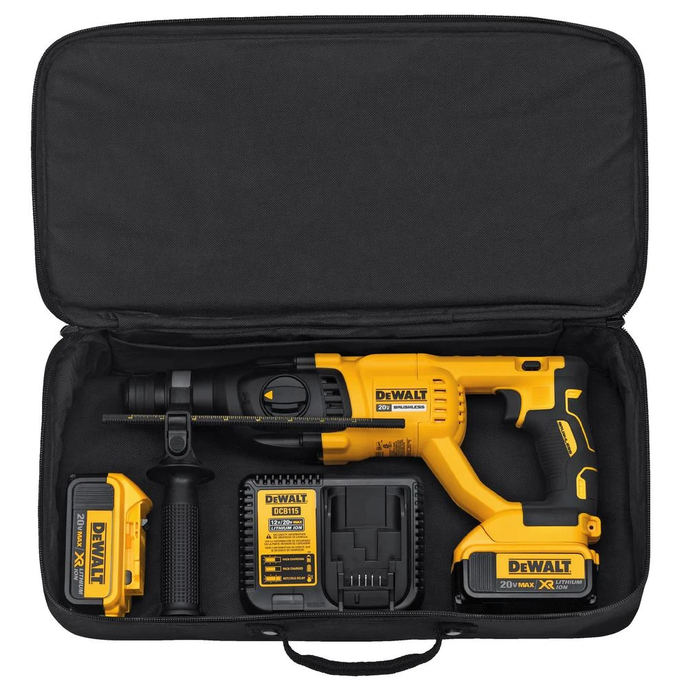 DEWALT 20-Volt MAX Cordless Brushless 1 In. SDS Plus D-Handle Concrete & Masonry Rotary Hammer & (2) 20-Volt 4.0Ah Batteries 10 DEWALT 20-Volt MAX Cordless Brushless 1 In. SDS Plus D-Handle Concrete & Masonry Rotary Hammer & (2) 20-Volt 4.0Ah Batteries - Image 8