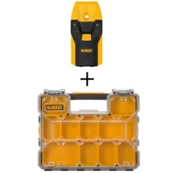 DEWALT 3/4 In. Stud Finder With Bonus 10-Compartment Shallow Pro Small Parts Organizer