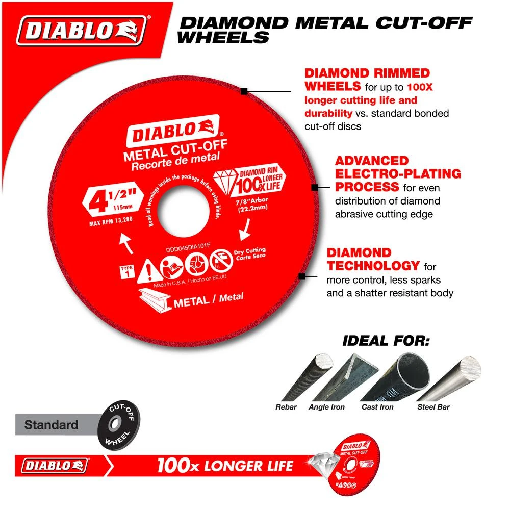 DIABLO 4.5 In. Diamond Wheel For Metal Cutting (2-Pack) 4 DIABLO 4.5 In. Diamond Wheel For Metal Cutting (2-Pack) - Image 2