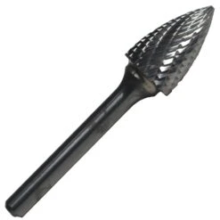 Drill America 3/8 In. X 3/4 In. Tree Pointed End Solid Carbide Burr Rotary File Bit With 1/4 In. Shank