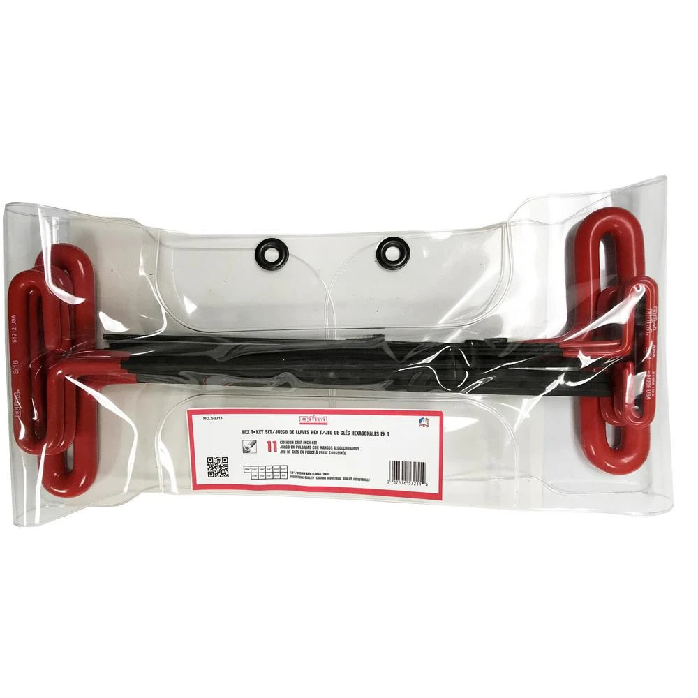Eklind 12 In. Series Cushion Grip Hex T-Key Set With Pouch Sizes 5/64 In. To 3/8 In. (11-Piece) 3 Eklind 12 In. Series Cushion Grip Hex T-Key Set With Pouch Sizes 5/64 In. To 3/8 In. (11-Piece)