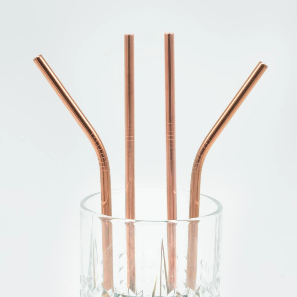 ExcelSteel 10 Pc Reusable Rose Gold Straw Set W/ Cleaning Brushes 6 ExcelSteel 10 Pc Reusable Rose Gold Straw Set W/ Cleaning Brushes - Image 4