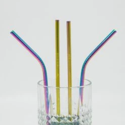 ExcelSteel 10 Pc Reusable Rainbow Straw Set W/ Cleaning Brushes -Tool Discount Store excelsteel disposable tableware 016a2 1f 1000