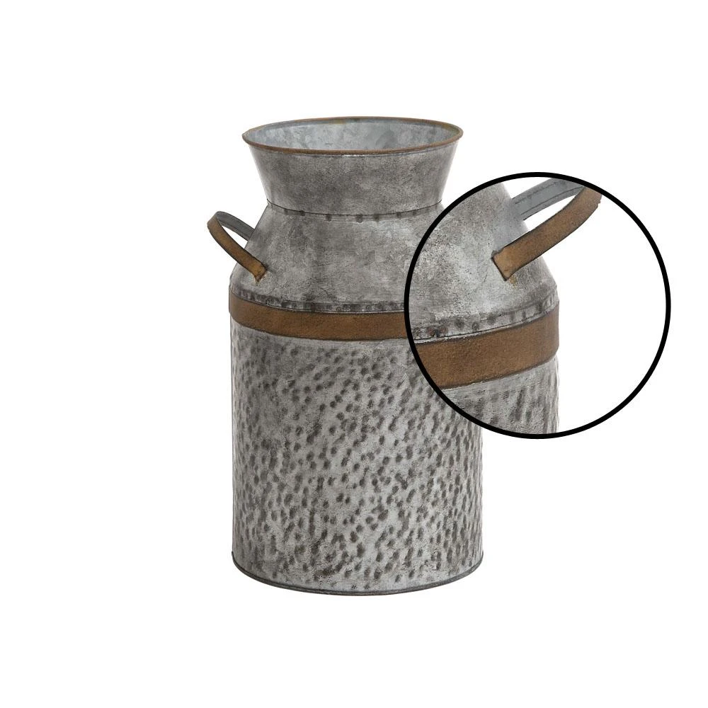 LITTON LANE 14 In. H Gray Galvanized Tin Decorative Milk Can With Rust Band Handles 5 LITTON LANE 14 In. H Gray Galvanized Tin Decorative Milk Can With Rust Band Handles - Image 3
