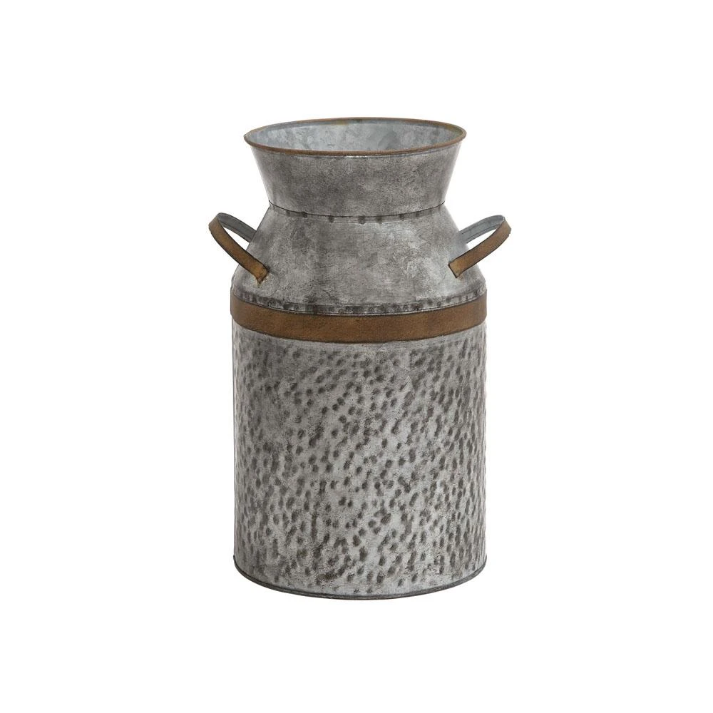 LITTON LANE 14 In. H Gray Galvanized Tin Decorative Milk Can With Rust Band Handles 4 LITTON LANE 14 In. H Gray Galvanized Tin Decorative Milk Can With Rust Band Handles - Image 2