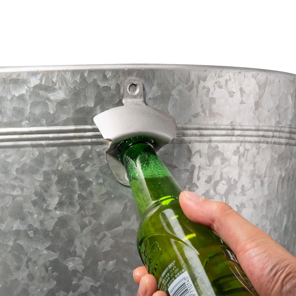 Glitzhome 26.29 In. H Gray Galvanized Beverage Tub With Metal Stand Or Accent Table With Firwood Lid 10 Glitzhome 26.29 In. H Gray Galvanized Beverage Tub With Metal Stand Or Accent Table With Firwood Lid - Image 8