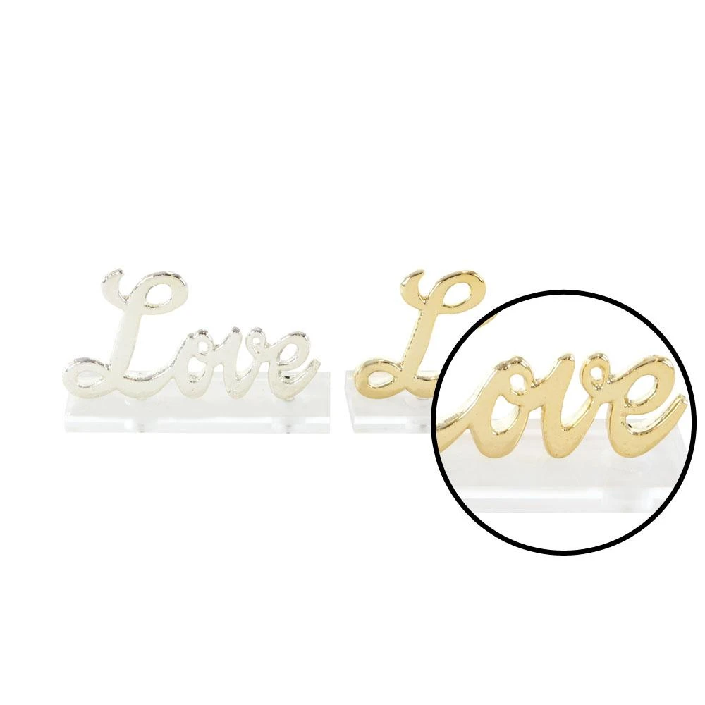 LITTON LANE 6 In. X 3 In. Modern Gold And Silver Aluminum “Love” Letter Cut-Outs (Set Of 2) 5 LITTON LANE 6 In. X 3 In. Modern Gold And Silver Aluminum “Love” Letter Cut-Outs (Set Of 2) - Image 3