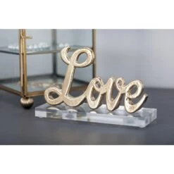 LITTON LANE 6 In. X 3 In. Modern Gold And Silver Aluminum “Love” Letter Cut-Outs (Set Of 2)