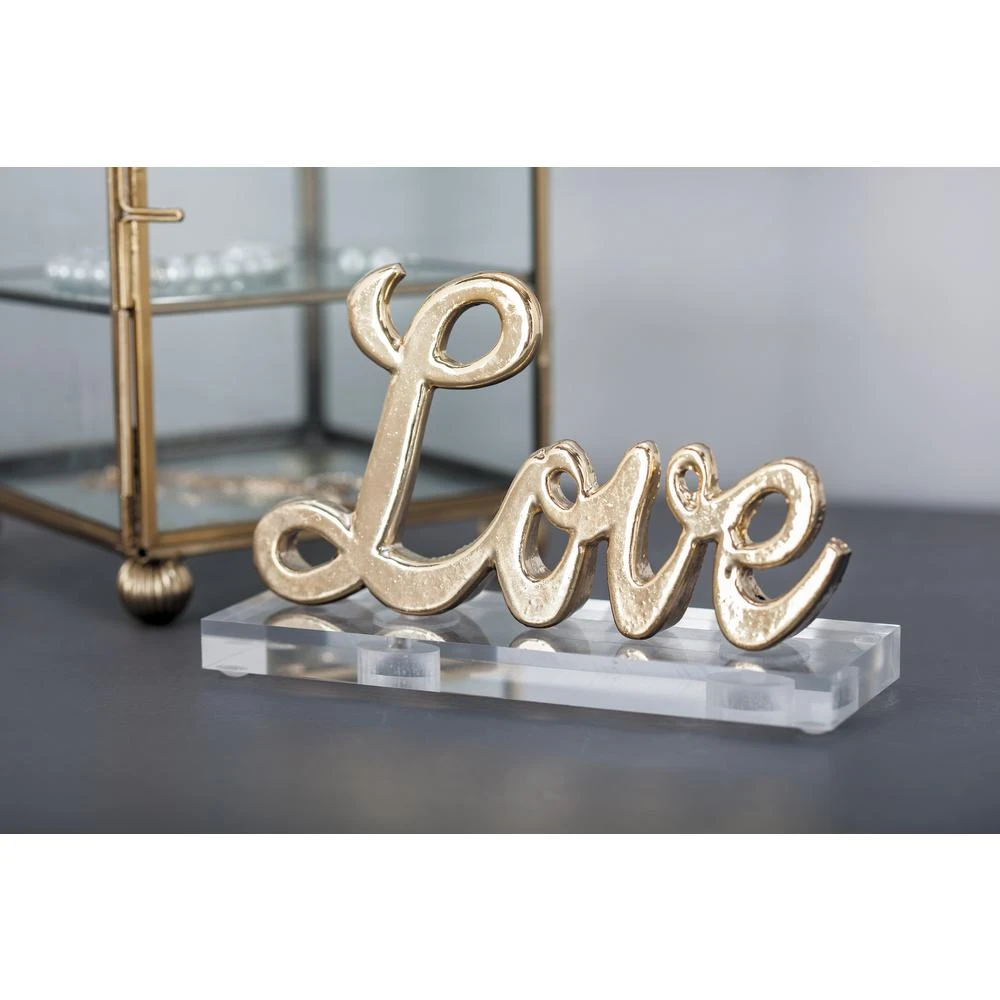 LITTON LANE 6 In. X 3 In. Modern Gold And Silver Aluminum “Love” Letter Cut-Outs (Set Of 2) 3 LITTON LANE 6 In. X 3 In. Modern Gold And Silver Aluminum “Love” Letter Cut-Outs (Set Of 2)