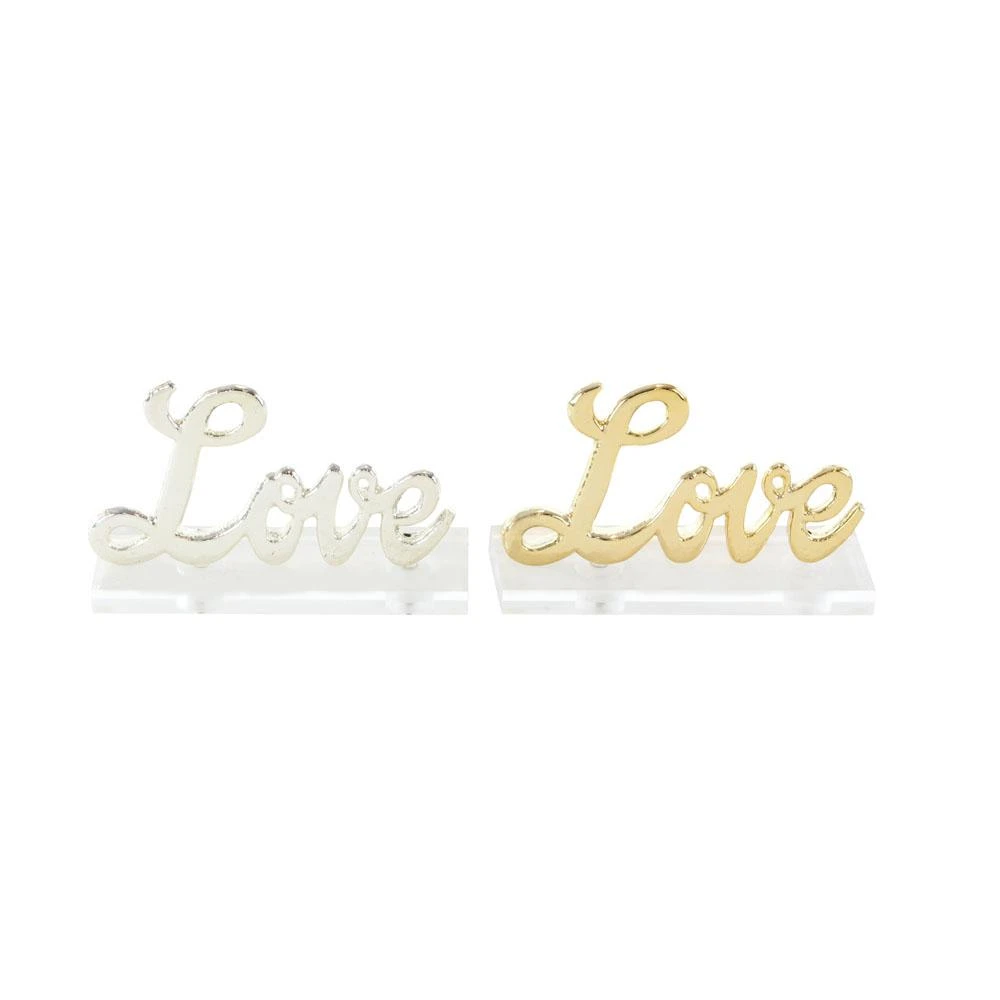 LITTON LANE 6 In. X 3 In. Modern Gold And Silver Aluminum “Love” Letter Cut-Outs (Set Of 2) 4 LITTON LANE 6 In. X 3 In. Modern Gold And Silver Aluminum “Love” Letter Cut-Outs (Set Of 2) - Image 2