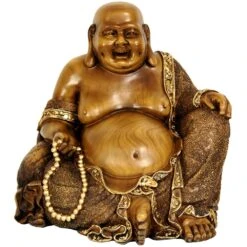Oriental Furniture Oriental Furniture 10 In. Sitting Hotei Happy Buddha Decorative Statue