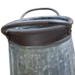 Benjara Gray And Brown Galvanized Metal Corrugated Decorative Flower Vase With Curved Side Handles 12 Benjara Gray And Brown Galvanized Metal Corrugated Decorative Flower Vase With Curved Side Handles -Tool Discount Store gray and brown benjara vases bm195135 4f 1000