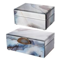 A & B Home Lone Modern Chic Gray, Blue Jewelry Box (Set Of 2 )
