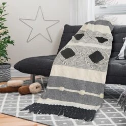LR Home Symmetry Gray Geometric Cotton Throw Blanket 9 LR Home Symmetry Gray Geometric Cotton Throw Blanket -Tool Discount Store gray lr home throw blankets throw80168mlt4250 31 1000