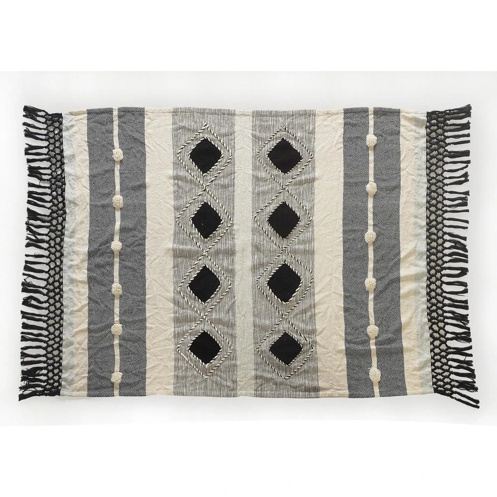 LR Home Symmetry Gray Geometric Cotton Throw Blanket 3 LR Home Symmetry Gray Geometric Cotton Throw Blanket