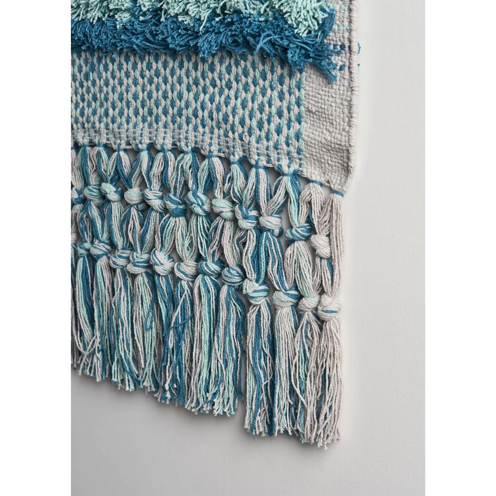 LR Home Coast Gray / Teal Fringed Wall Tapestry 8 LR Home Coast Gray / Teal Fringed Wall Tapestry - Image 6