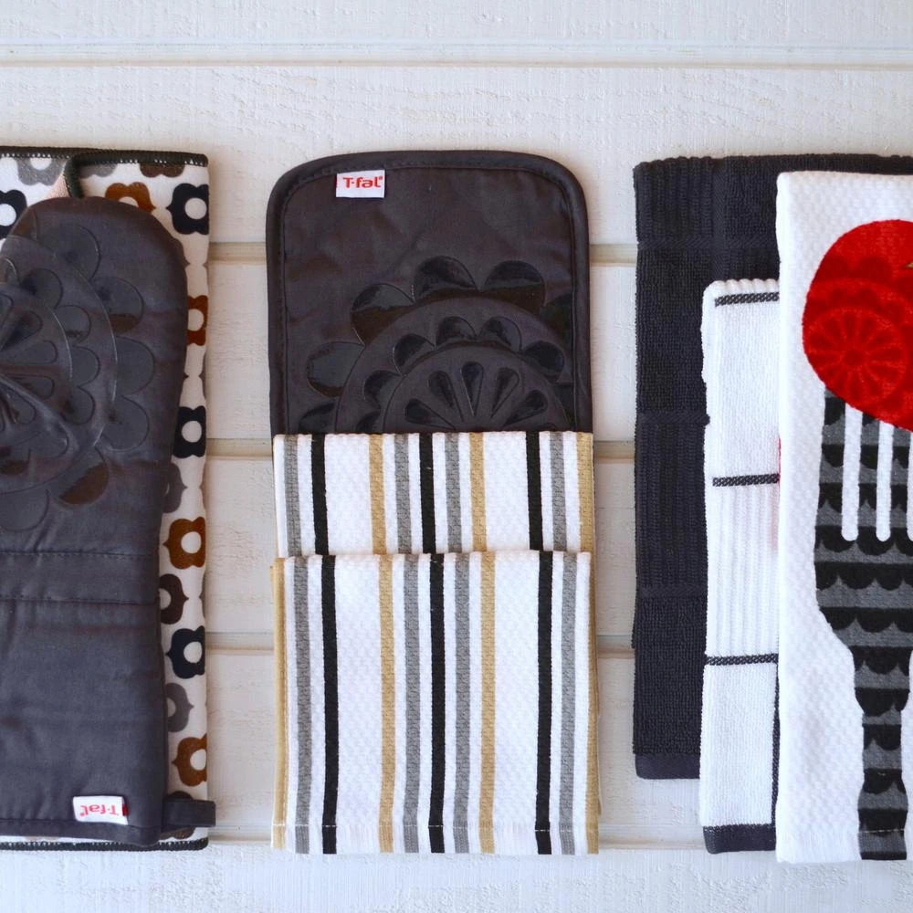 RITZ T-Fal Charcoal Cotton Forks Solids And Prints Kitchen Towels (Set Of 8) 4 RITZ T-Fal Charcoal Cotton Forks Solids And Prints Kitchen Towels (Set Of 8) - Image 2