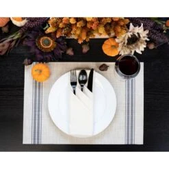 RITZ 19 In. X 13 In. Grey Stripe Chambray Reversible PVC And Polyester Woven Indoor Outdoor Placemats (Set Of 12) 6 RITZ 19 In. X 13 In. Grey Stripe Chambray Reversible PVC And Polyester Woven Indoor Outdoor Placemats (Set Of 12) -Tool Discount Store grays ritz placemats 71413 31 1000