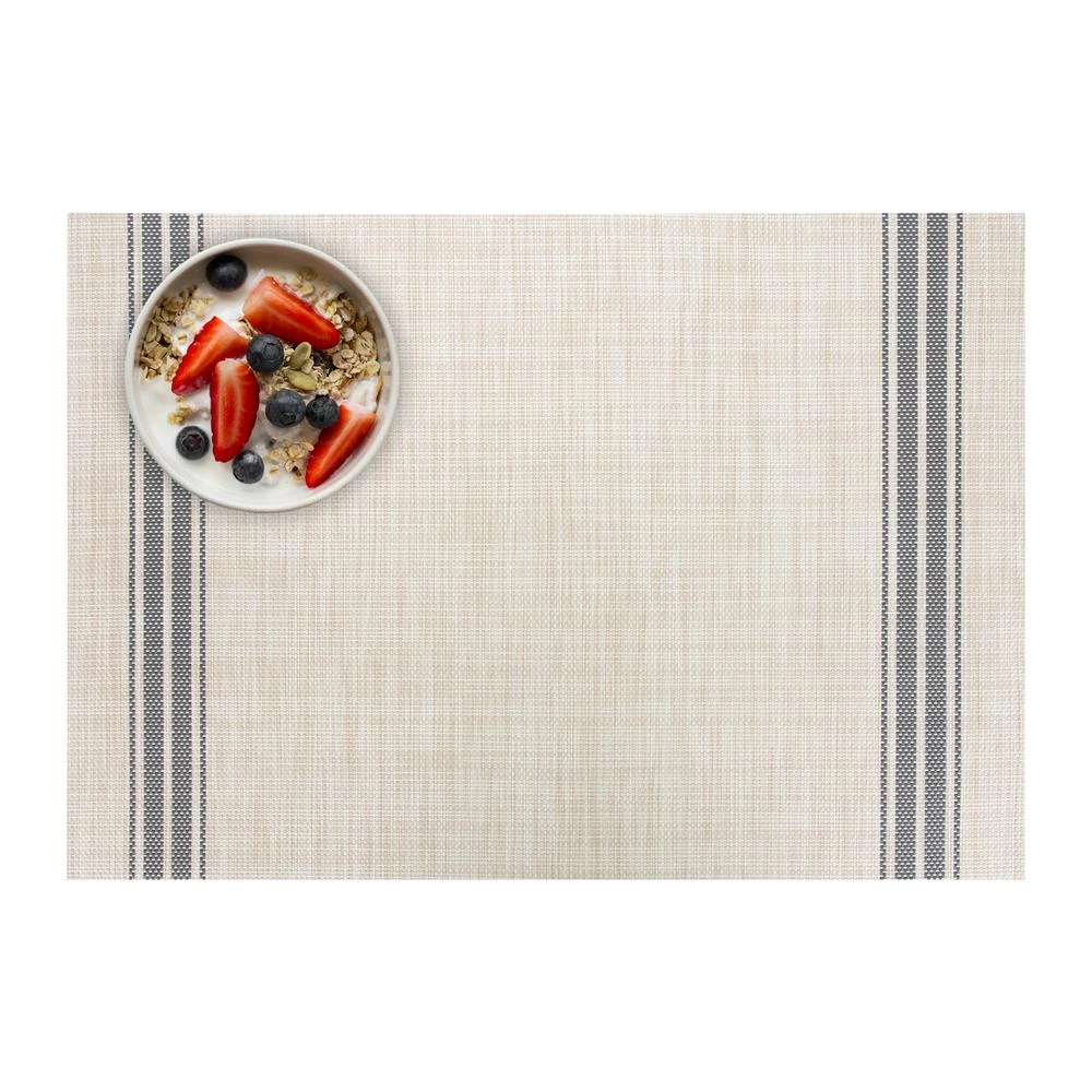 RITZ 19 In. X 13 In. Grey Stripe Chambray Reversible PVC And Polyester Woven Indoor Outdoor Placemats (Set Of 12) 3 RITZ 19 In. X 13 In. Grey Stripe Chambray Reversible PVC And Polyester Woven Indoor Outdoor Placemats (Set Of 12) - Image 2