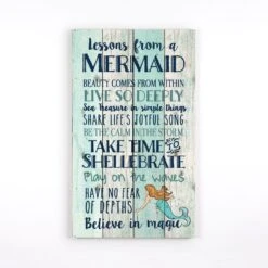 P Graham Dunn Lessons From A Mermaid Wood Pallet Individual Wooden Art