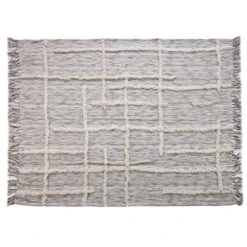 LR Resources Linework 50 In. X 60 In. Gray/Natural Decorative Throw Blanket