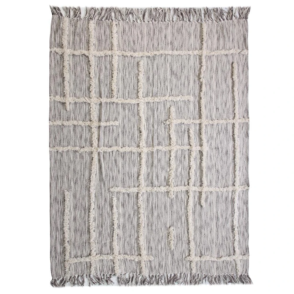 LR Resources Linework 50 In. X 60 In. Gray/Natural Decorative Throw Blanket 4 LR Resources Linework 50 In. X 60 In. Gray/Natural Decorative Throw Blanket - Image 2