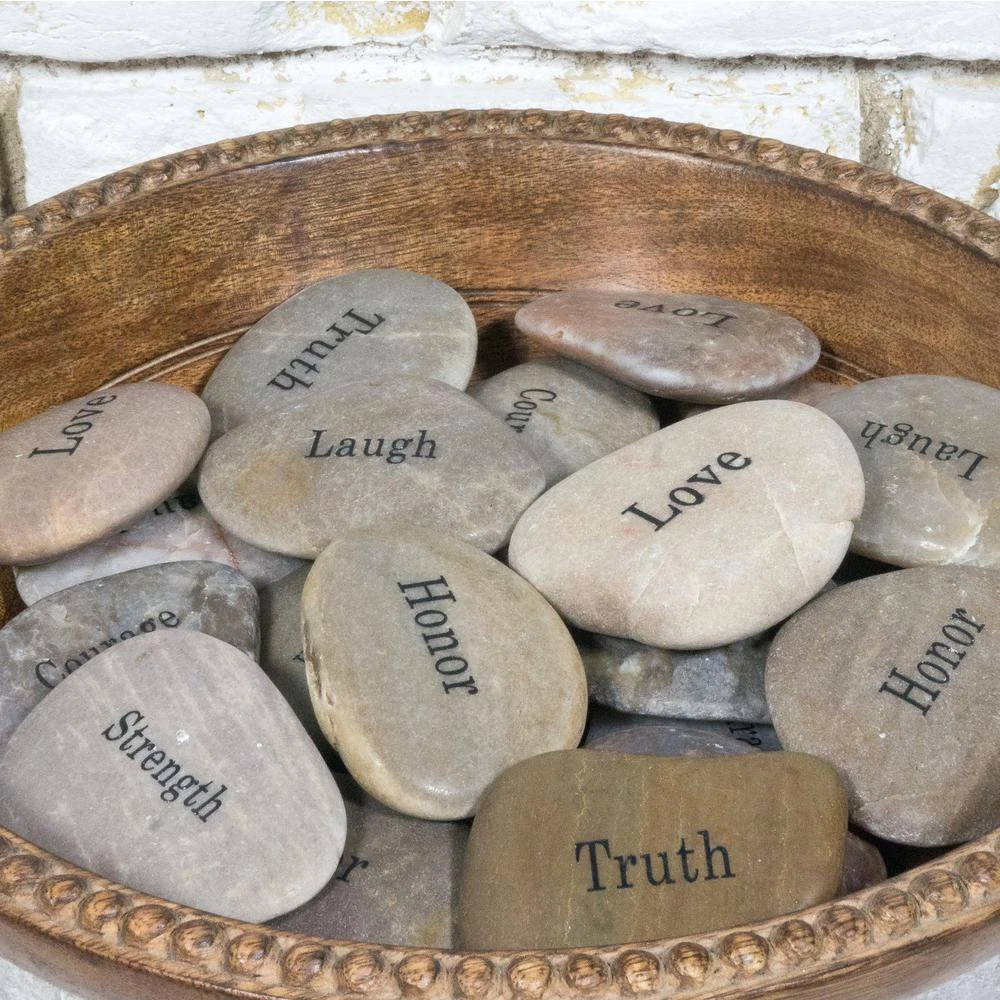 Stonebriar Collection Inspirational Engraved Natural River Stones (Set Of 25) 5 Stonebriar Collection Inspirational Engraved Natural River Stones (Set Of 25) - Image 3