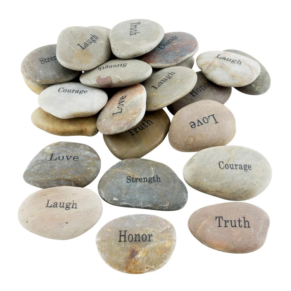 Stonebriar Collection Inspirational Engraved Natural River Stones (Set Of 25) 3 Stonebriar Collection Inspirational Engraved Natural River Stones (Set Of 25)