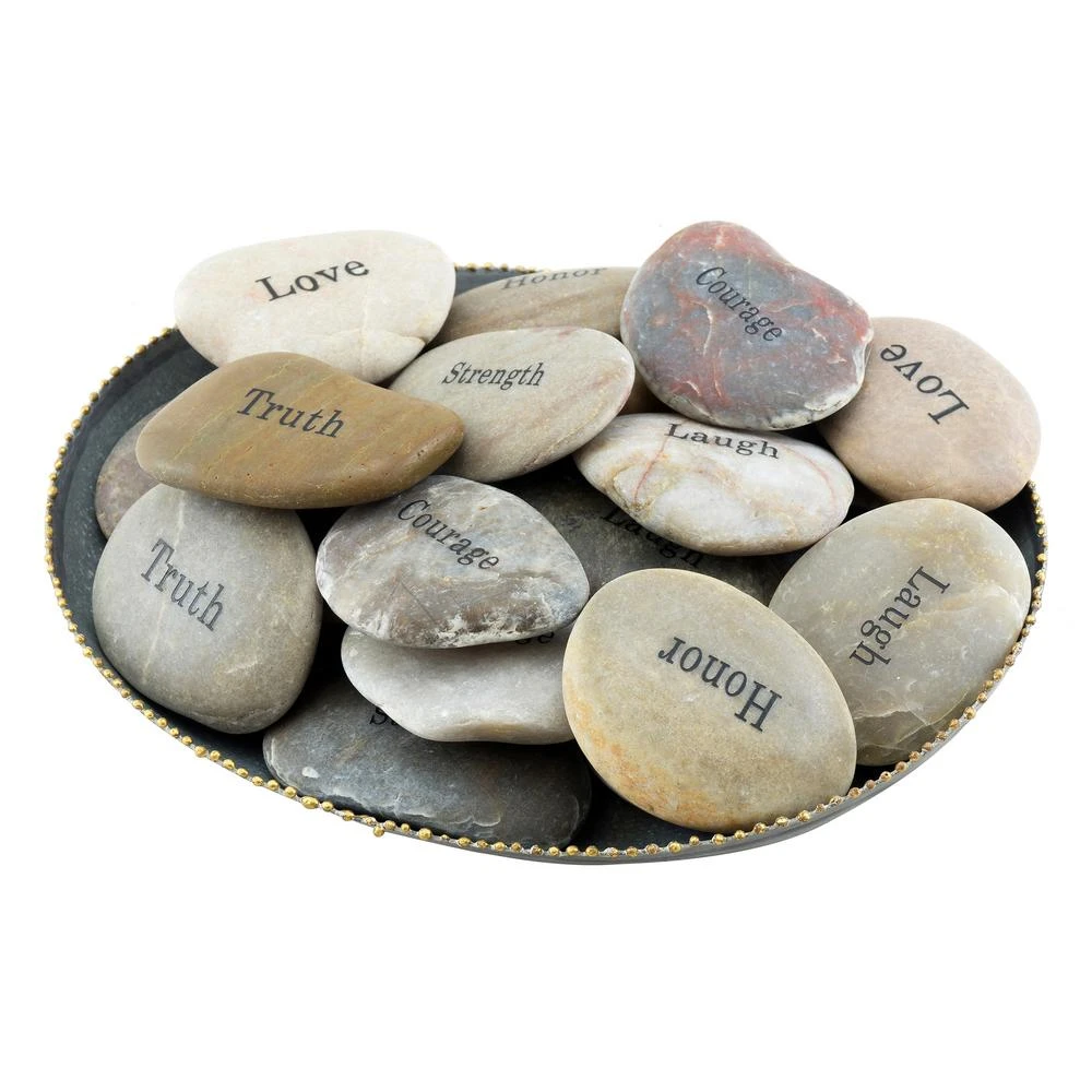 Stonebriar Collection Inspirational Engraved Natural River Stones (Set Of 25) 4 Stonebriar Collection Inspirational Engraved Natural River Stones (Set Of 25) - Image 2