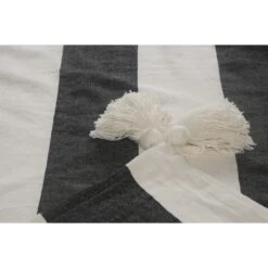 LR Home Metty Charcoal / Ivory Bold Striped Tasseled Cotton Throw Blanket -Tool Discount Store ivory lr home throw blankets throw80179bwt4250 4f 1000