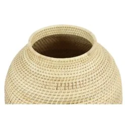 LITTON LANE Large Decorative Handwoven Natural Beige Bamboo Vase 10 LITTON LANE Large Decorative Handwoven Natural Beige Bamboo Vase -Tool Discount Store light brown litton lane vases 35985 4f 1000