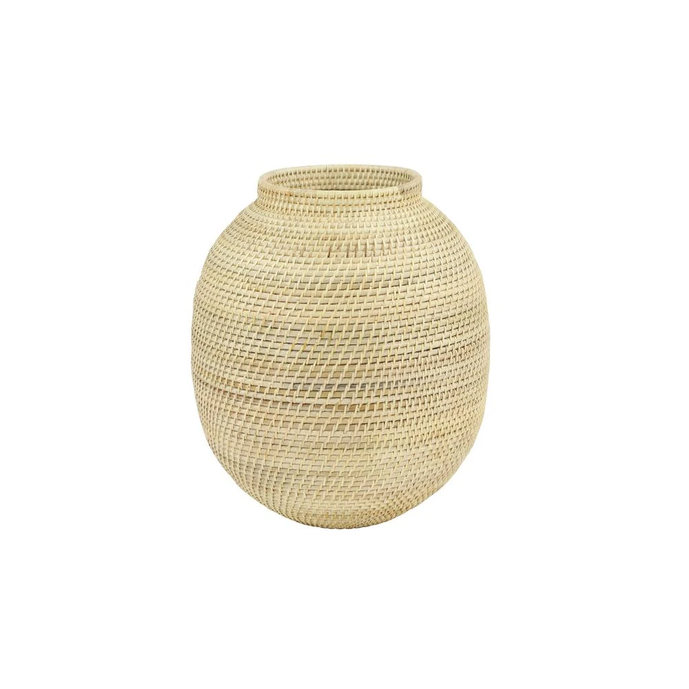LITTON LANE Large Decorative Handwoven Natural Beige Bamboo Vase 4 LITTON LANE Large Decorative Handwoven Natural Beige Bamboo Vase - Image 2
