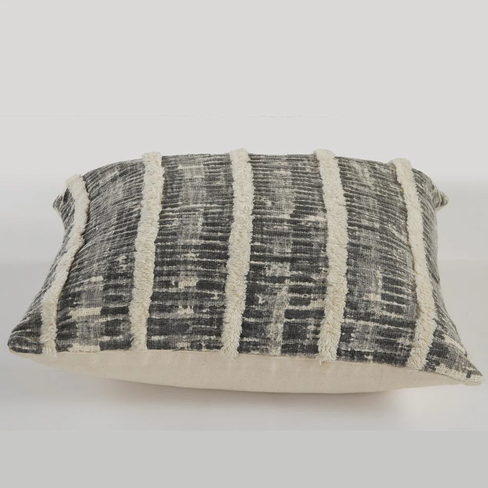 LR Resources Lines And Stripes Black And Gray Striped Hypoallergenic Polyester 18 In. X 18 In. Throw Pillow 6 LR Resources Lines And Stripes Black And Gray Striped Hypoallergenic Polyester 18 In. X 18 In. Throw Pillow - Image 4
