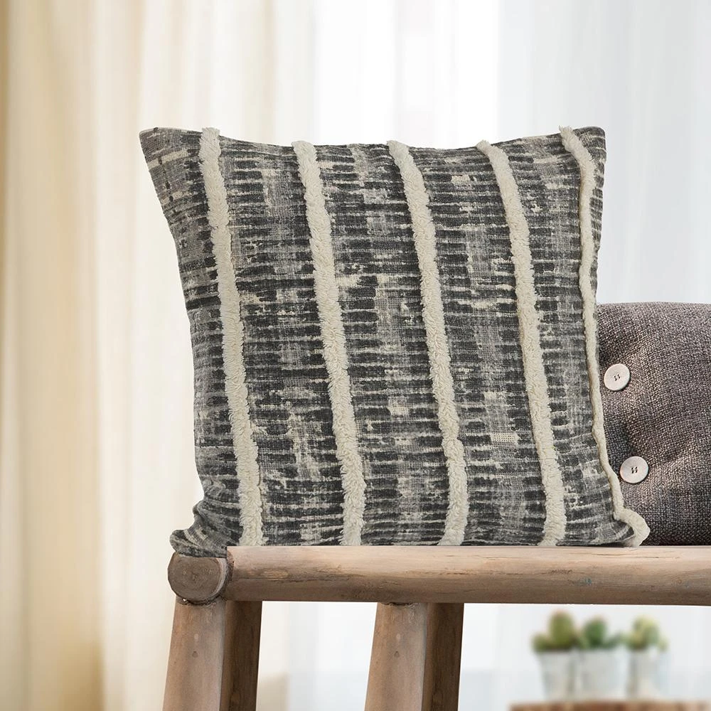 LR Resources Lines And Stripes Black And Gray Striped Hypoallergenic Polyester 18 In. X 18 In. Throw Pillow 7 LR Resources Lines And Stripes Black And Gray Striped Hypoallergenic Polyester 18 In. X 18 In. Throw Pillow - Image 5