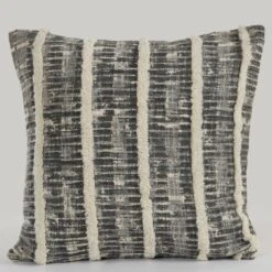 LR Resources Lines And Stripes Black And Gray Striped Hypoallergenic Polyester 18 In. X 18 In. Throw Pillow