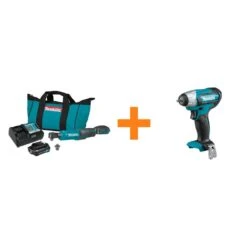 Makita 2.0 Ah 12-Volt MAX CXT 3/8 In./1/4 In. Sq. Drive Ratchet Kit With Bonus 12-Volt MAX CXT 1/4 In. Sq. Drive Impact Wrench