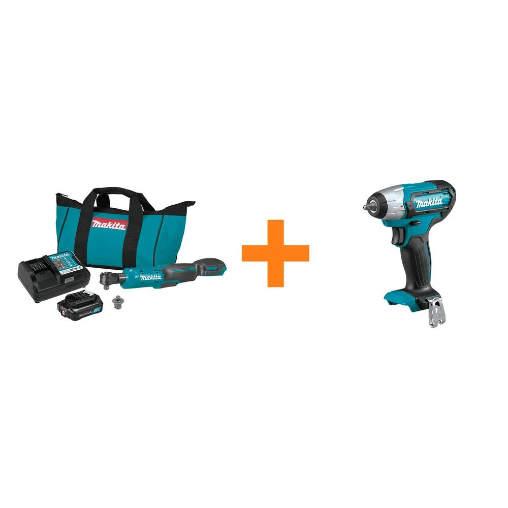 Makita 2.0 Ah 12-Volt MAX CXT 3/8 In./1/4 In. Sq. Drive Ratchet Kit With Bonus 12-Volt MAX CXT 1/4 In. Sq. Drive Impact Wrench 3 Makita 2.0 Ah 12-Volt MAX CXT 3/8 In./1/4 In. Sq. Drive Ratchet Kit With Bonus 12-Volt MAX CXT 1/4 In. Sq. Drive Impact Wrench