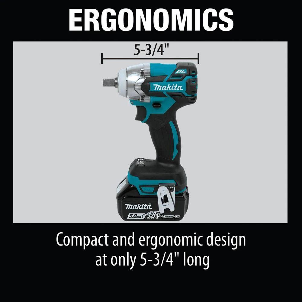Makita 18-Volt LXT Lithium-Ion Compact Brushless Cordless 1/2 In. 3-Speed Impact Wrench Kit, 2.0Ah 9 Makita 18-Volt LXT Lithium-Ion Compact Brushless Cordless 1/2 In. 3-Speed Impact Wrench Kit, 2.0Ah - Image 7