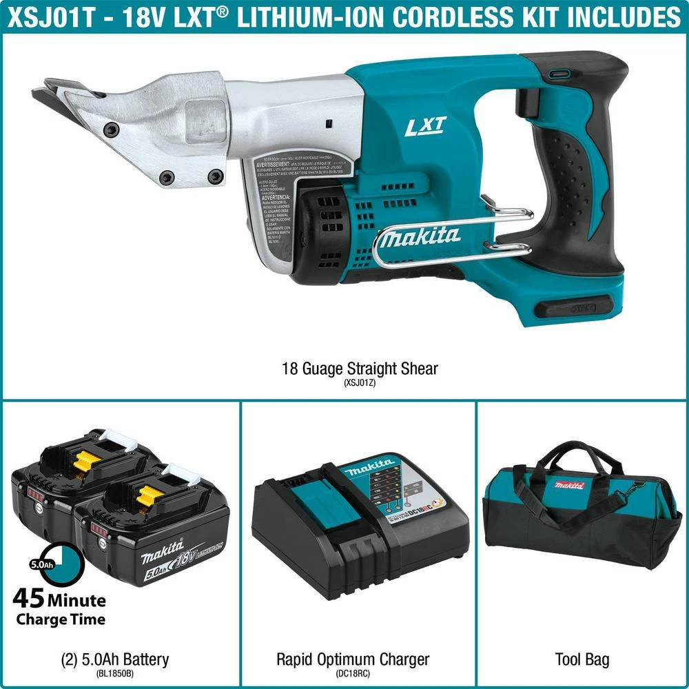 Makita 18-Volt LXT 5.0Ah Lithium-Ion Cordless 18-Gauge Straight Shear Kit 4 Makita 18-Volt LXT 5.0Ah Lithium-Ion Cordless 18-Gauge Straight Shear Kit - Image 2