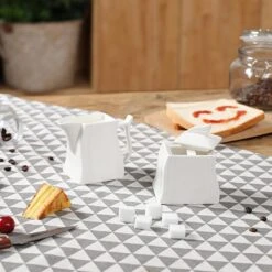 MALACASA 4.75-In White Porcelain Creamer Jug Sugar Jar (Set Of 2) 15 MALACASA 4.75-In White Porcelain Creamer Jug Sugar Jar (Set Of 2) -Tool Discount Store malacasa sugar bowls creamers flora 3ms 31 1000